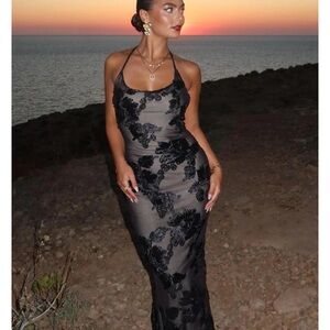 White Fox Boutique Black Floral Maxi Dress